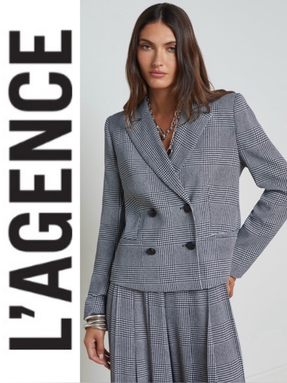 L’agence Houndstooth Double Breasted Blazer